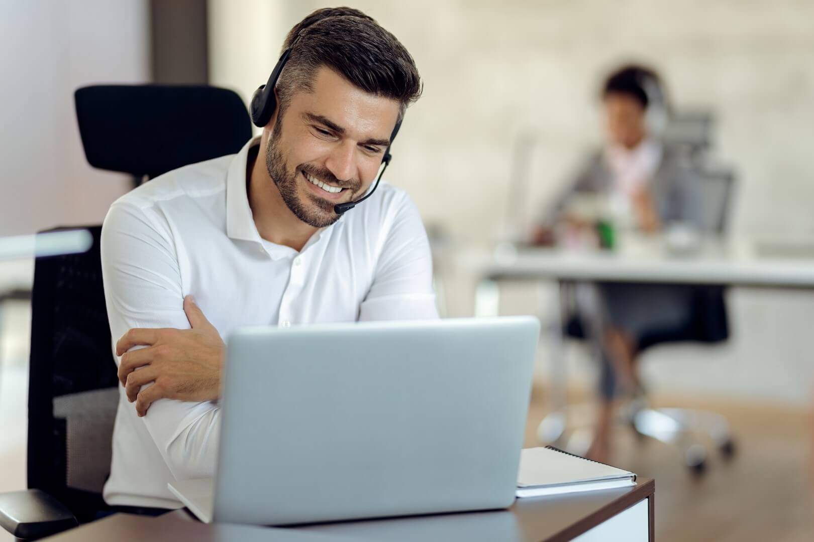 man customer service working at office